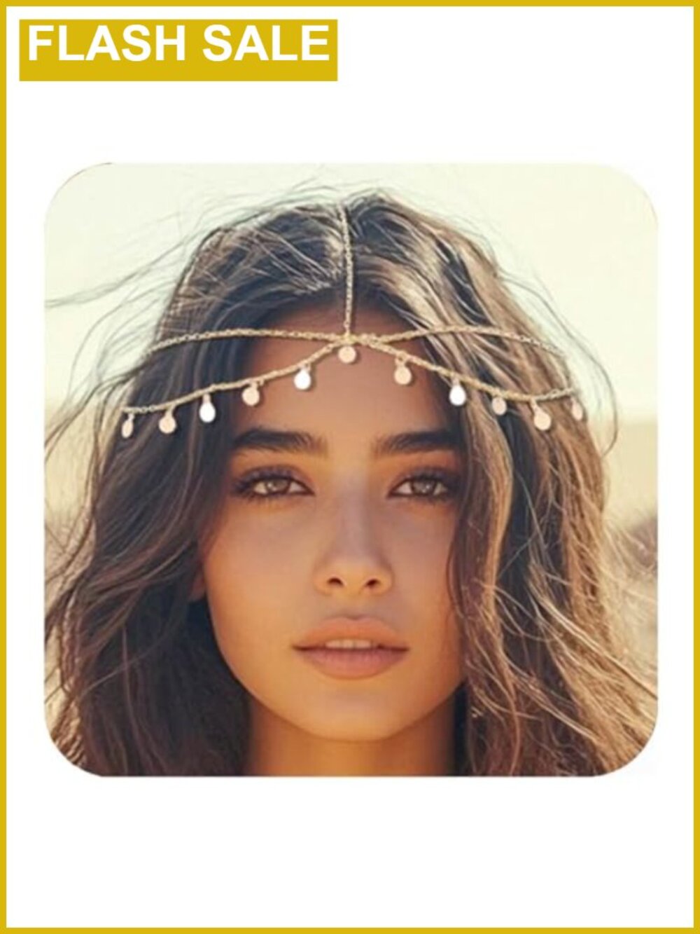 Gold Alloy Chain Sequin Headpiece Head Chain Boho Hair Jewelry